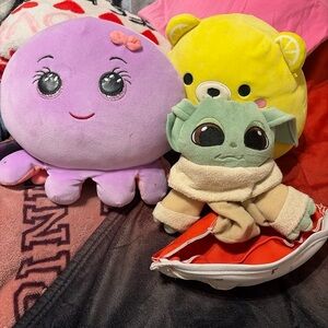 Cute Plush Toy Set - Purple, Yellow, Green